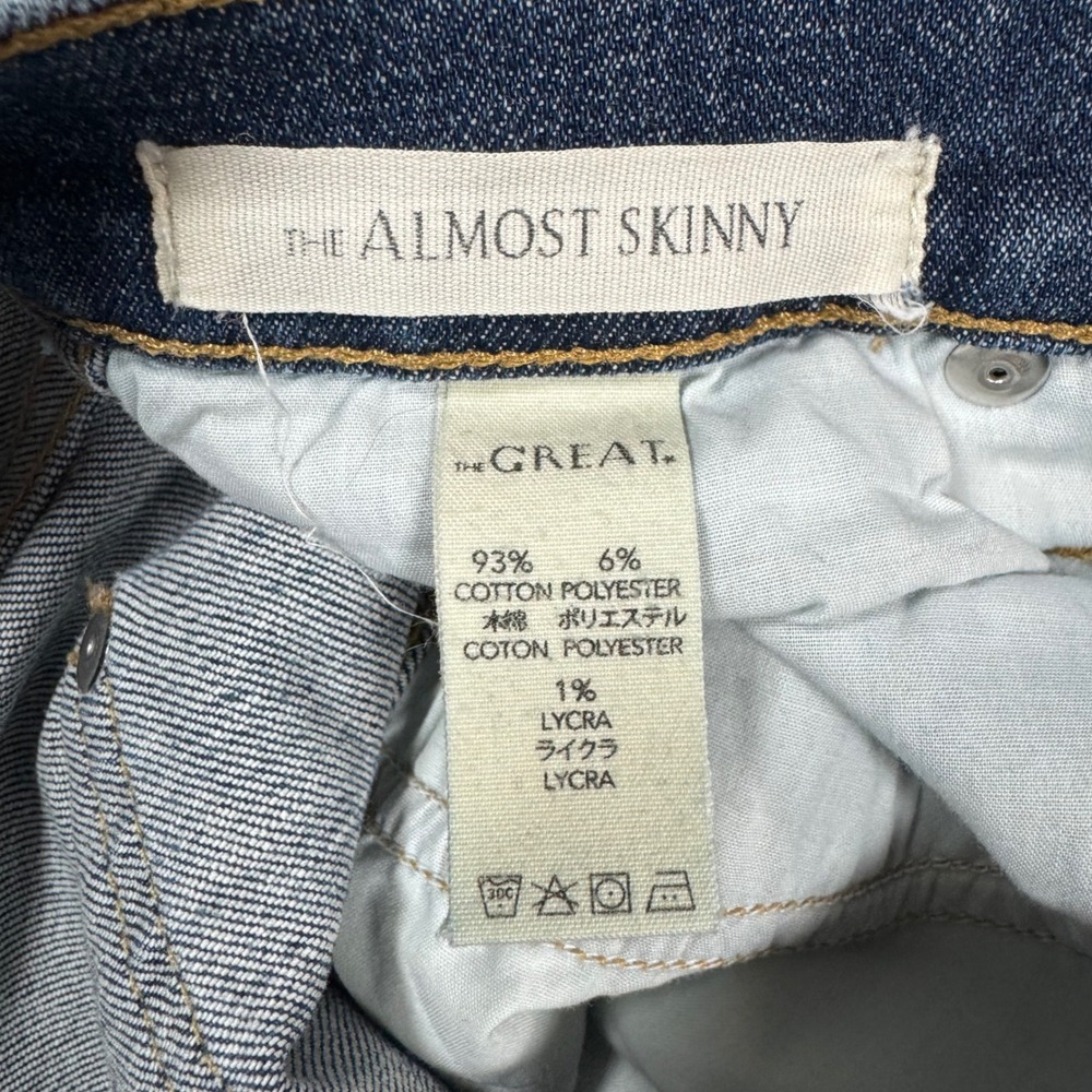 THE GREAT The Almost Skinny Jeans Blue Distressed Knee Size 25 - Picture 5 of 10